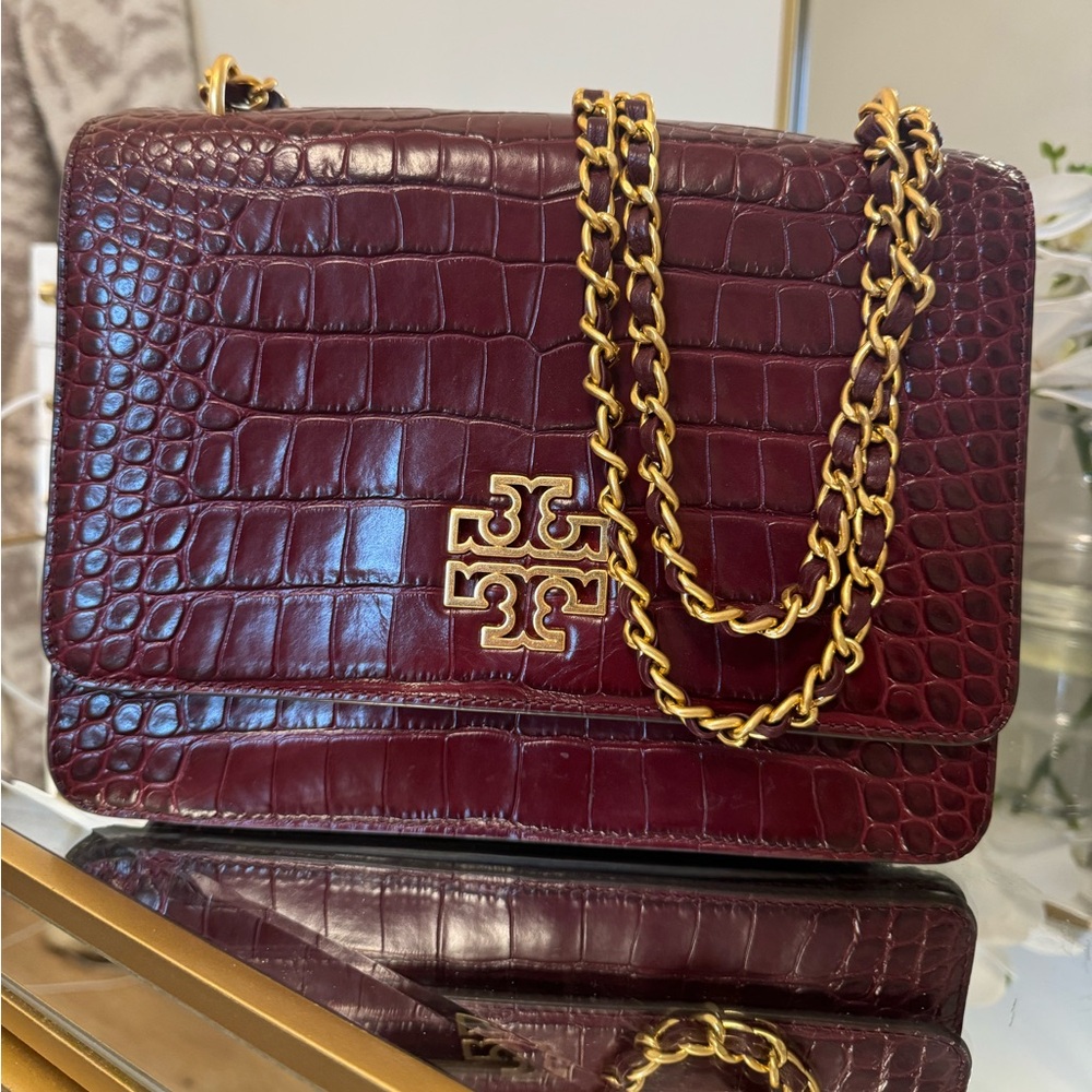 Tory Burch Embossed Croc Convertible Bag